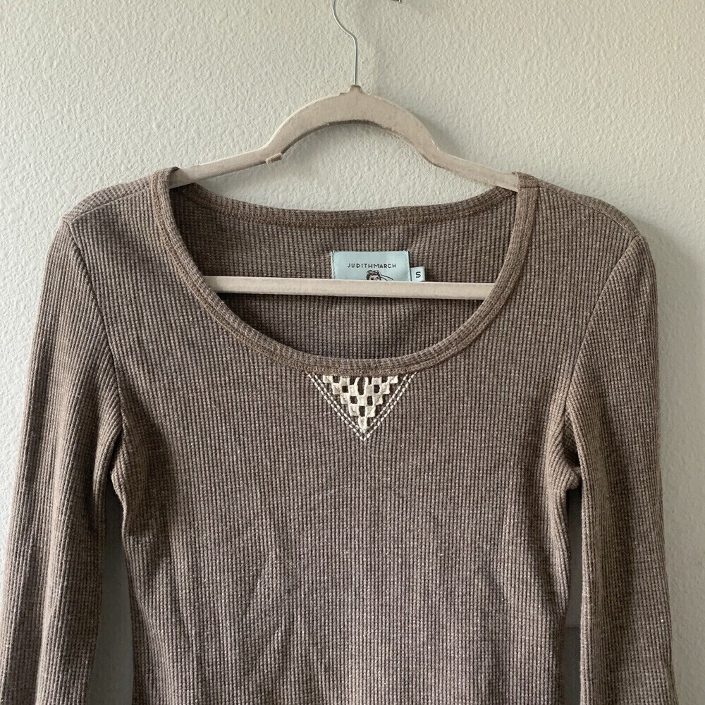 Judith March Anthropologie Womens Size Small Multicolor Waffle Knit Boho Blouse - Picture 2 of 6
